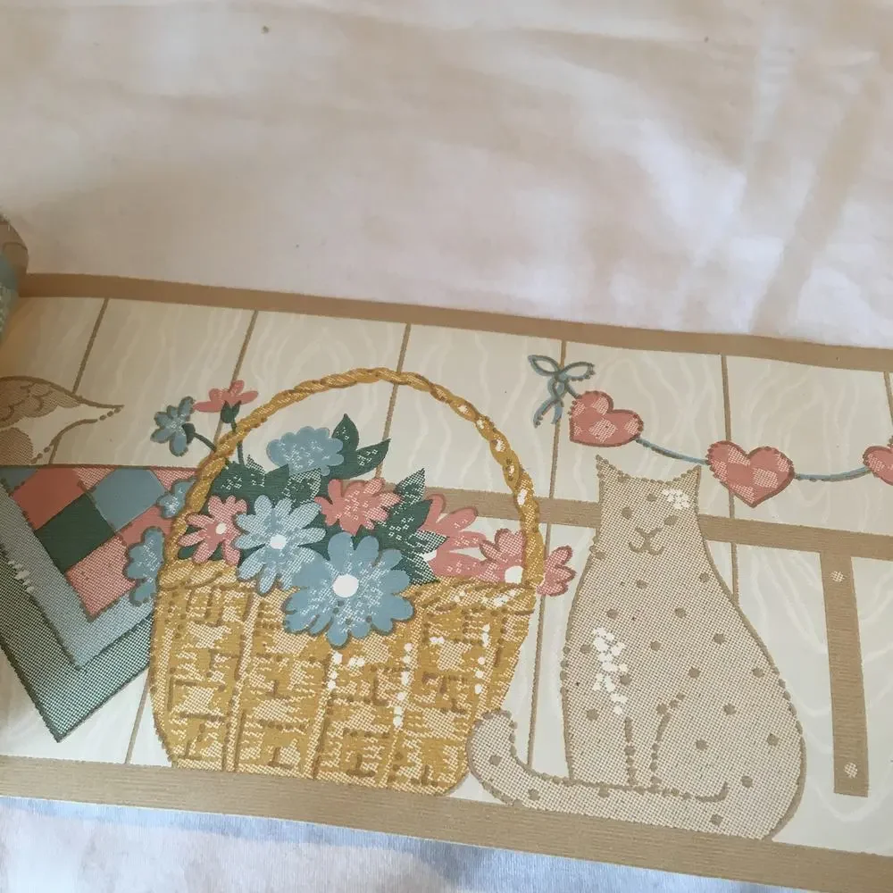 VTG 3.5 inch pre-pasted wallpaper boarder 3 rolls 5 yards each CAT border